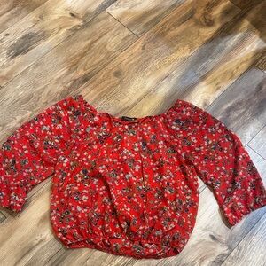 Forever 21 Elegant Red Floral Women's Blouse